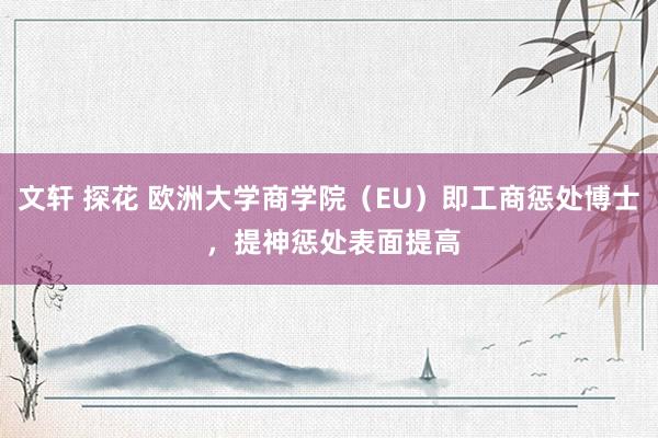 文轩 探花 欧洲大学商学院（EU）即工商惩处博士 ，提神惩处表面提高