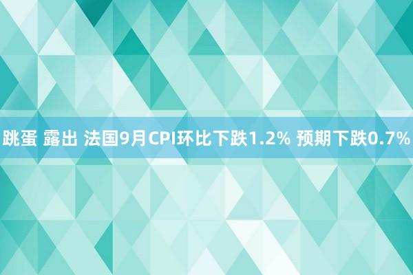 跳蛋 露出 法国9月CPI环比下跌1.2% 预期下跌0.7%