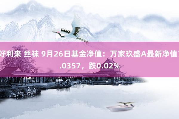 好利来 丝袜 9月26日基金净值：万家玖盛A最新净值1.0357，跌0.02%