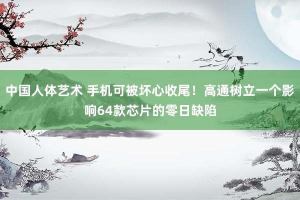 中国人体艺术 手机可被坏心收尾！高通树立一个影响64款芯片的零日缺陷