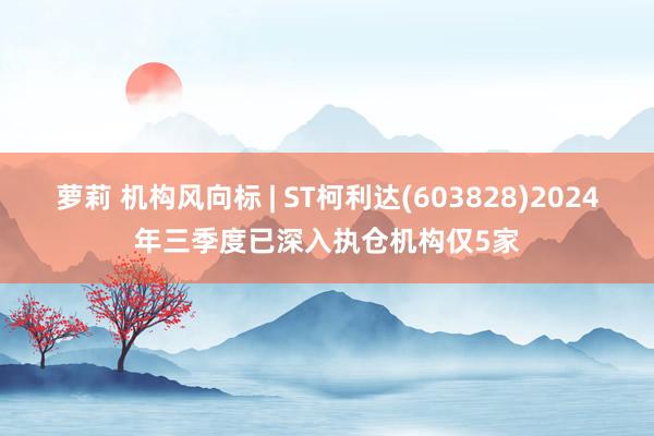 萝莉 机构风向标 | ST柯利达(603828)2024年三季度已深入执仓机构仅5家