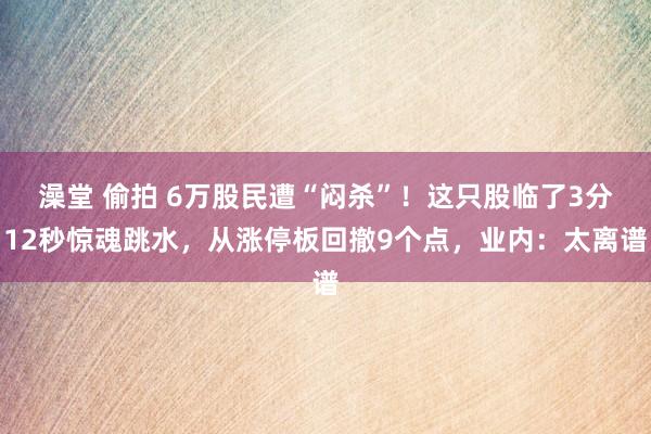 澡堂 偷拍 6万股民遭“闷杀”！这只股临了3分12秒惊魂跳水，从涨停板回撤9个点，业内：太离谱