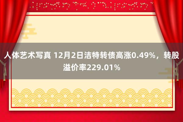 人体艺术写真 12月2日洁特转债高涨0.49%，转股溢价率229.01%