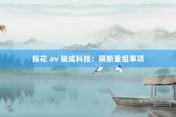 探花 av 骏成科技：隔断重组事项