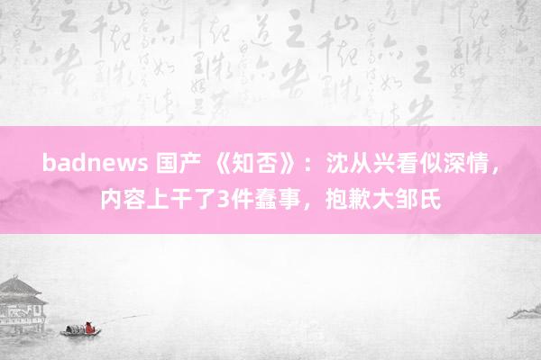 badnews 国产 《知否》：沈从兴看似深情，内容上干了3件蠢事，抱歉大邹氏